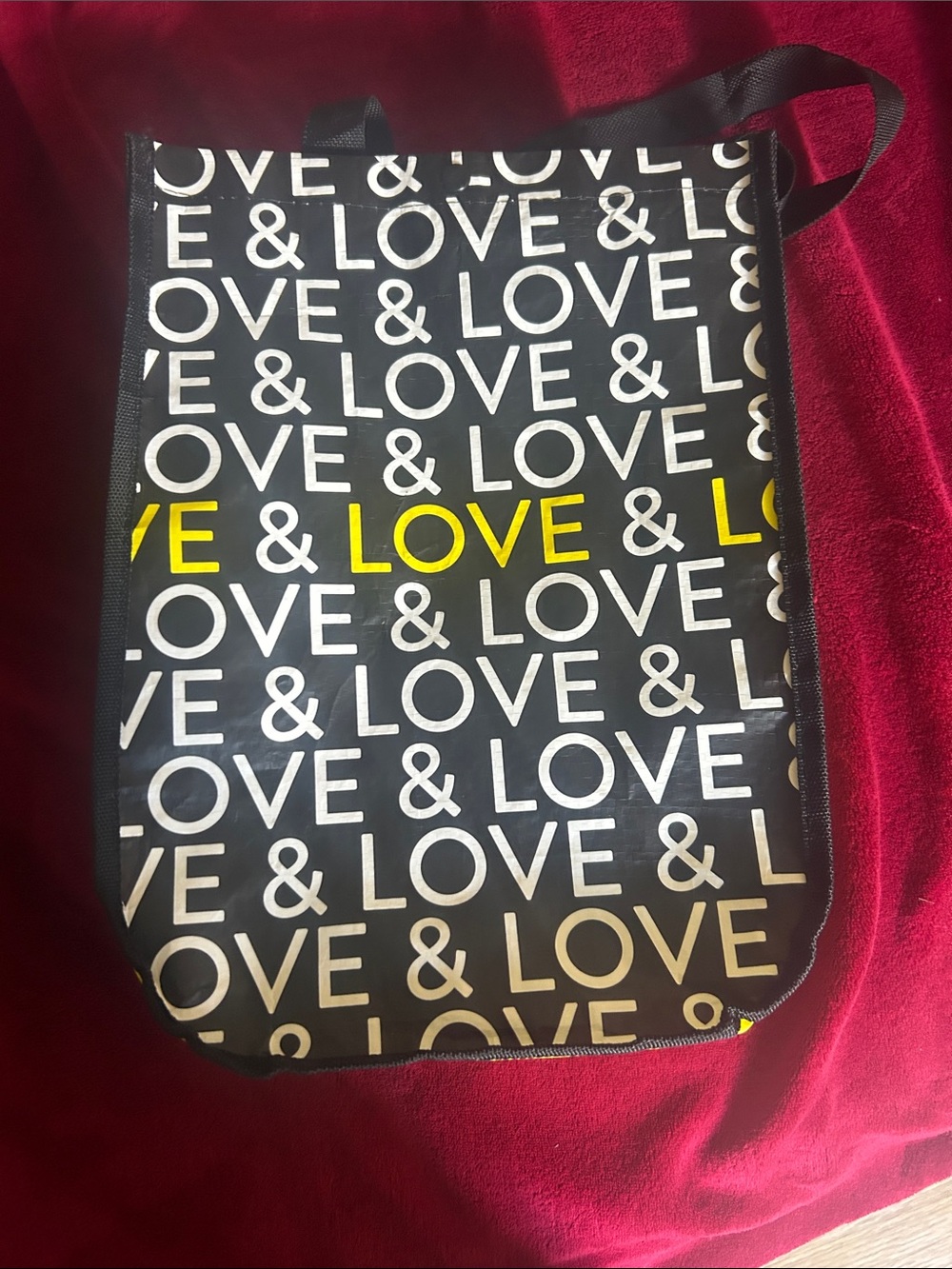 Kendra Scott Black Tote with White LOVE Print and Yellow Accent